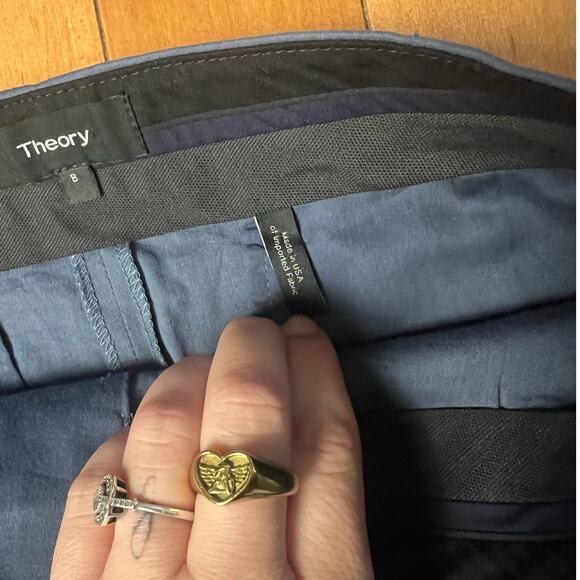 Theory Blue Gray Linen Viscose Pleated Front Dressy Shorts Size US 8 - Picture 4 of 4